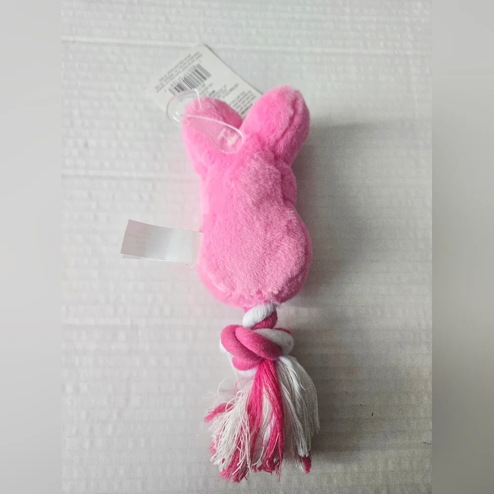 Pink Peeps 7 Inch‎ Rope Dog Toy- Pink/ Squeaks